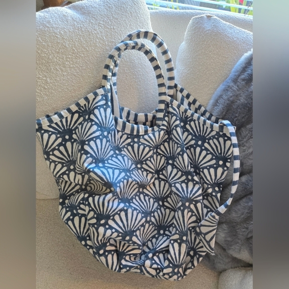 Roller Rabbit Blue and White Tote Bag - Picture 2 of 6